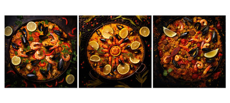 rice paella food texture background illustration spanish delicious, savory meal, mediterranean culinary rice paella food texture backgroundの素材