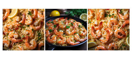 delicious shrimp scampi food texture background illustration tasty plate, dining gourmet, culinary italian delicious shrimp scampi food texture backgroundの素材