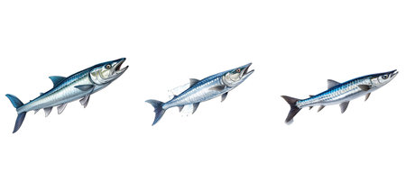 sea barracuda illustration blue ocean, underwater marine, animal reef sea barracudaの素材