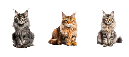 purebred maine coon illustration domestic beautiful, fluffy animal, adorable nature purebred maine coonの素材