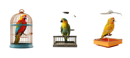 bird parrot in cage illustration animal beautiful, wildlife nature, tropical zoo bird parrot in cageの素材