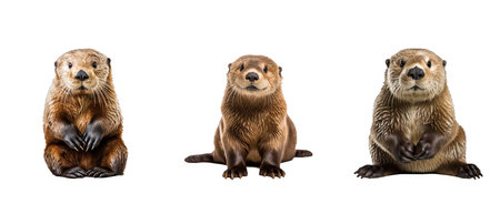 cute sea otter illustration mammal fur, swim animal, wild brown cute sea otterの素材