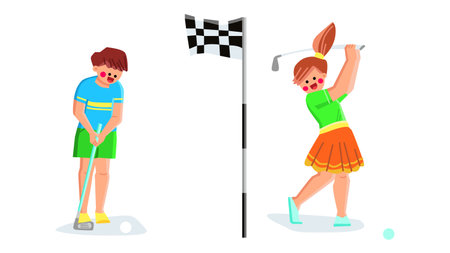 play golf kid vectorのイラスト素材