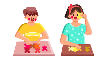 game puzzle kid vectorのイラスト素材