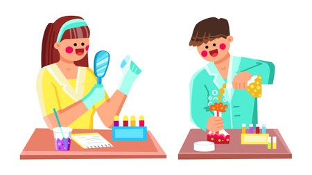 education science experiment kid vectorのイラスト素材