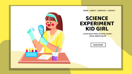 curiosity science experiment kid girl vectorのイラスト素材