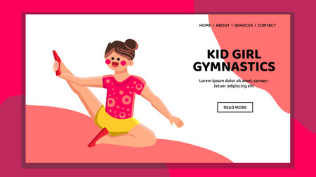 fitness kid girl gymnastics vectorのイラスト素材