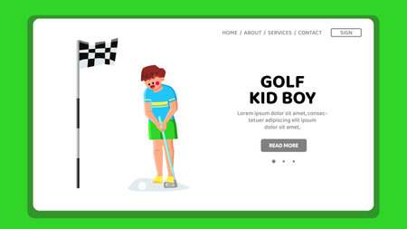 girl golf kid boy vectorのイラスト素材