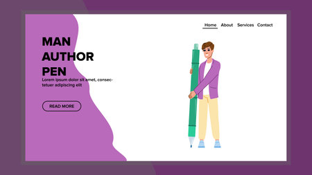 writer man author pen vectorのイラスト素材