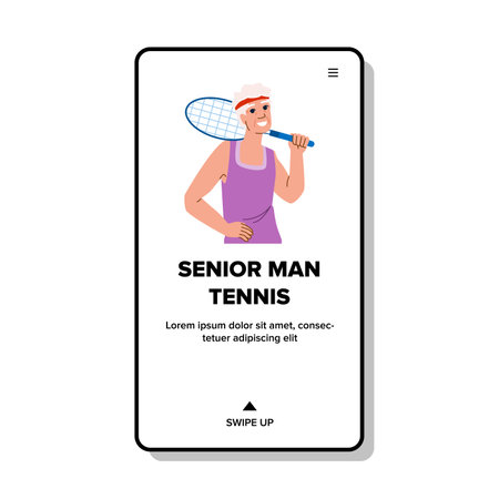 healthy senior man tennis vectorのイラスト素材