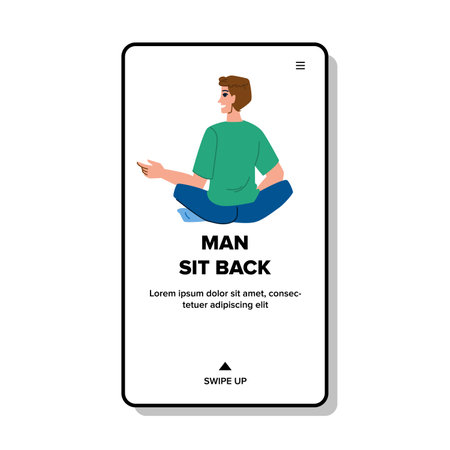 young man sit back vectorのイラスト素材