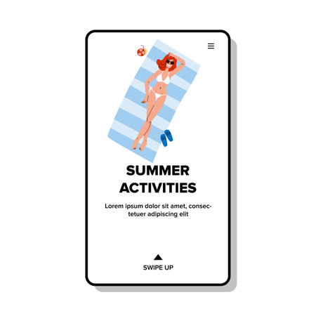woman summer activities vectorのイラスト素材