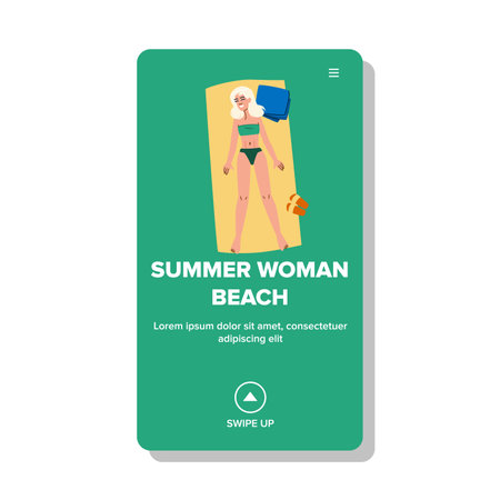 happy summer woman beach vectorのイラスト素材