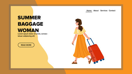 vacation summer baggage woman vectorのイラスト素材