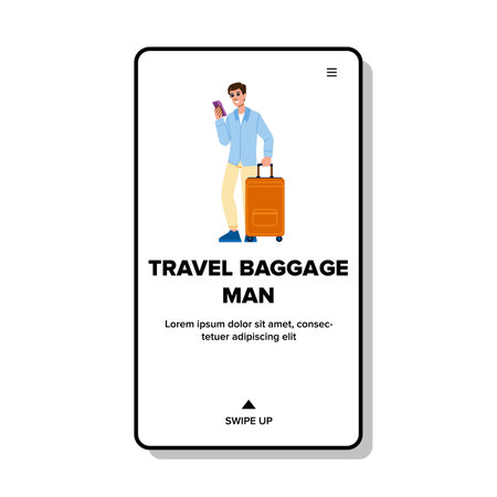 luggage travel baggage man vectorのイラスト素材