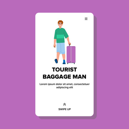 suitcase tourist baggage man vectorのイラスト素材