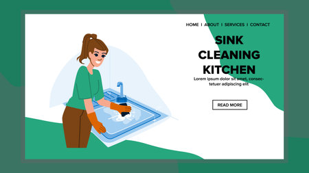 stainless sink cleaning kitchen vectorのイラスト素材