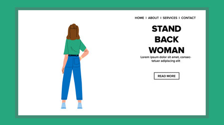 full stand back woman vectorのイラスト素材