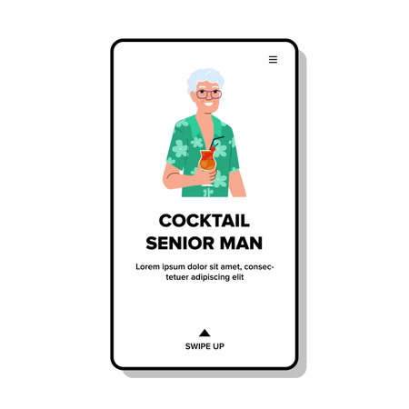 old cocktail senior man vectorのイラスト素材