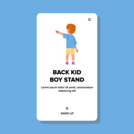 model back kid boy stand vectorのイラスト素材