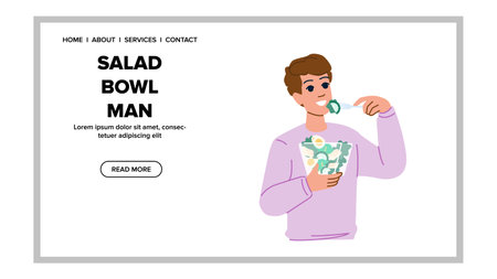 vegetable salad bowl man vectorのイラスト素材