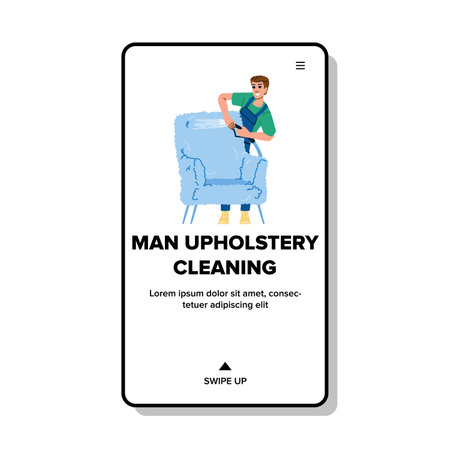 sofa man upholstery cleaning vectorのイラスト素材