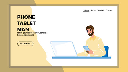 hand phone table man vectorのイラスト素材