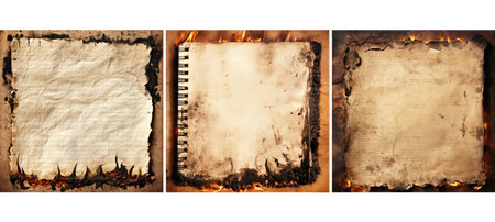 old burnt notebook paper background textureの素材
