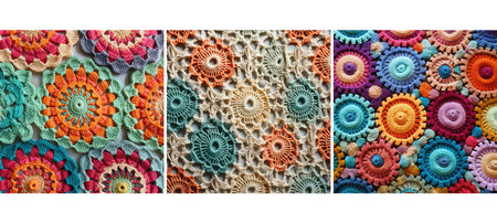 striped crochet fabric background textureの素材