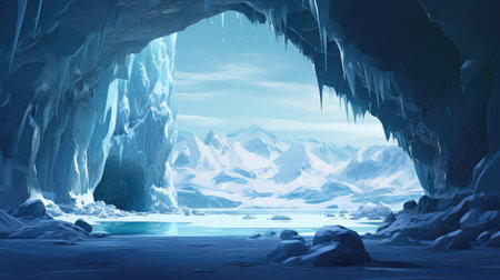 cold arctic ice caveの素材