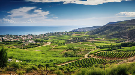 landscape cyprus vineyards terracedの素材