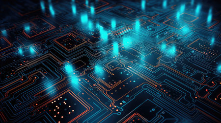 computer pixelated techno circuitryの素材