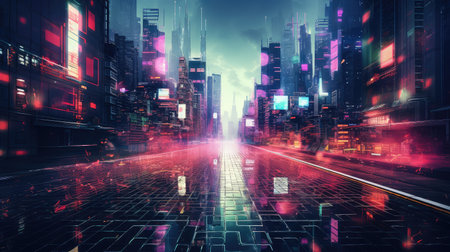 retro cyberpunk glitch aestheticの素材