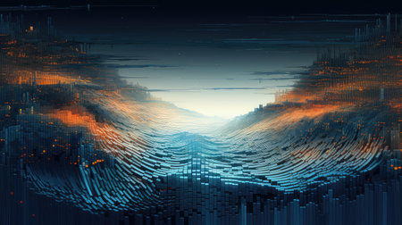 abstract pixelated data riversの素材