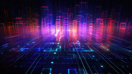 technology neon circuit gridの素材