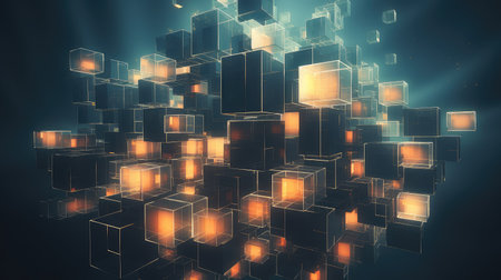 futuristic voxel artificial cubesの素材