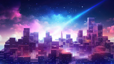 background voxel city landscapeの素材