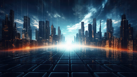 scape futuristic night cityの素材