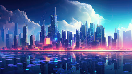 pixel voxel city landscapeの素材