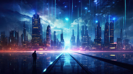 scape futuristic night cityの素材