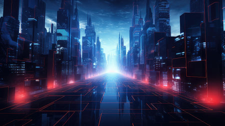 modern futuristic night cityの素材