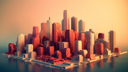 3d voxel city landscapeの素材