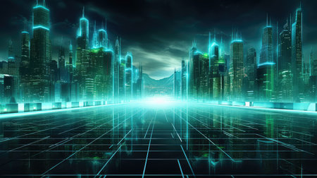 scape futuristic night cityの素材