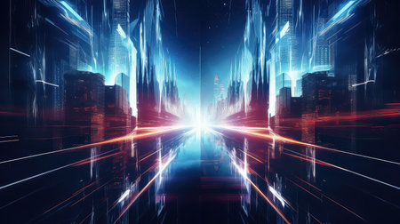 modern futuristic night cityの素材