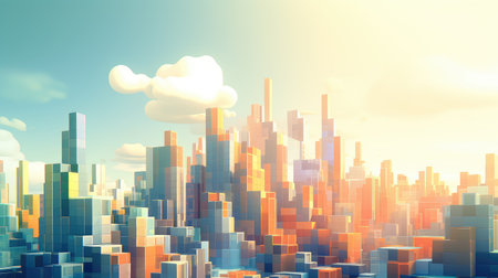 pixel voxel city landscapeの素材