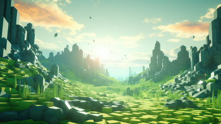 background voxel surface landscapeの素材