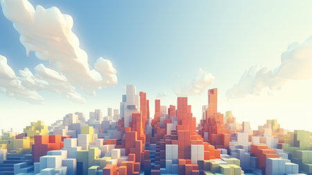 3d voxel city landscapeの素材