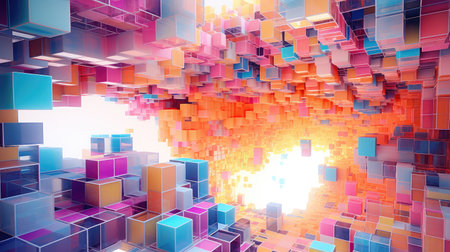 abstract voxel artificial cubesの素材