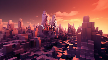 background voxel city landscapeの素材