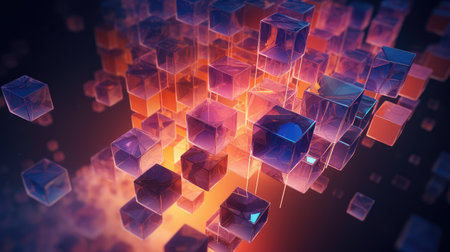 futuristic voxel artificial cubesの素材